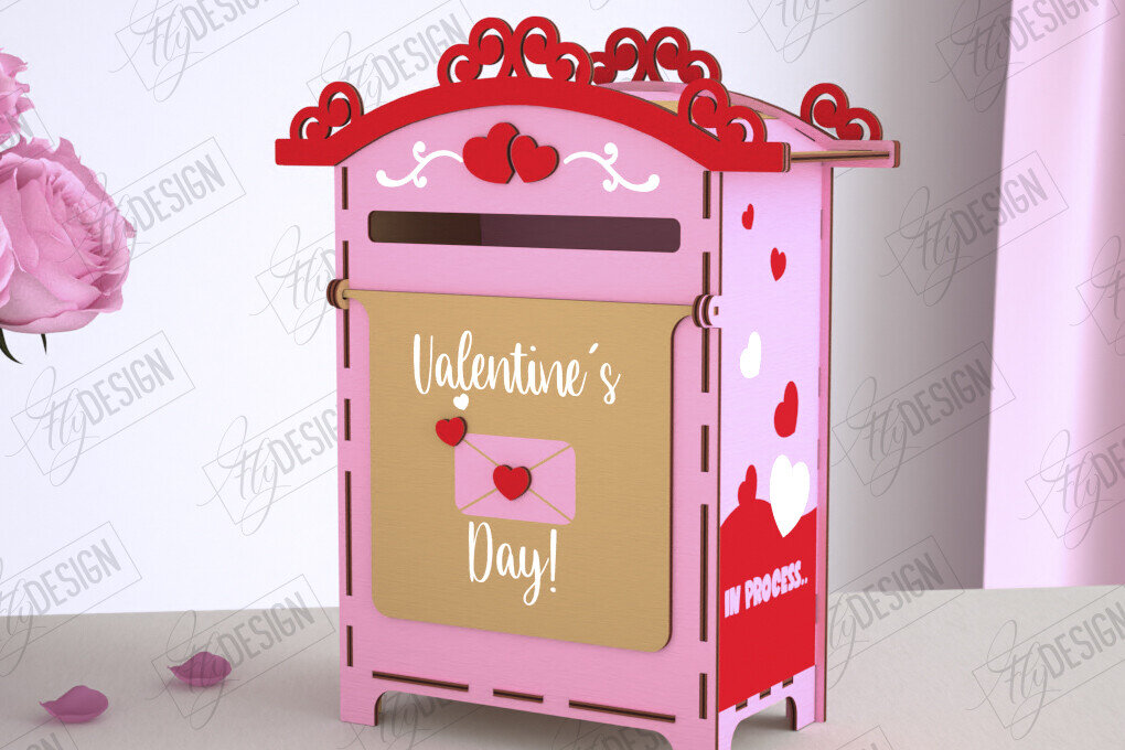 Σετ των 2 Intra απο ξύλο plywood 3mm-4mm πάχος 3D γραμματοκιβώτιο για την ημέρα του Αγίου Βαλεντίνου | Ραβασάκι Δίασταση 15x15 cm INTRAFABR-113839776