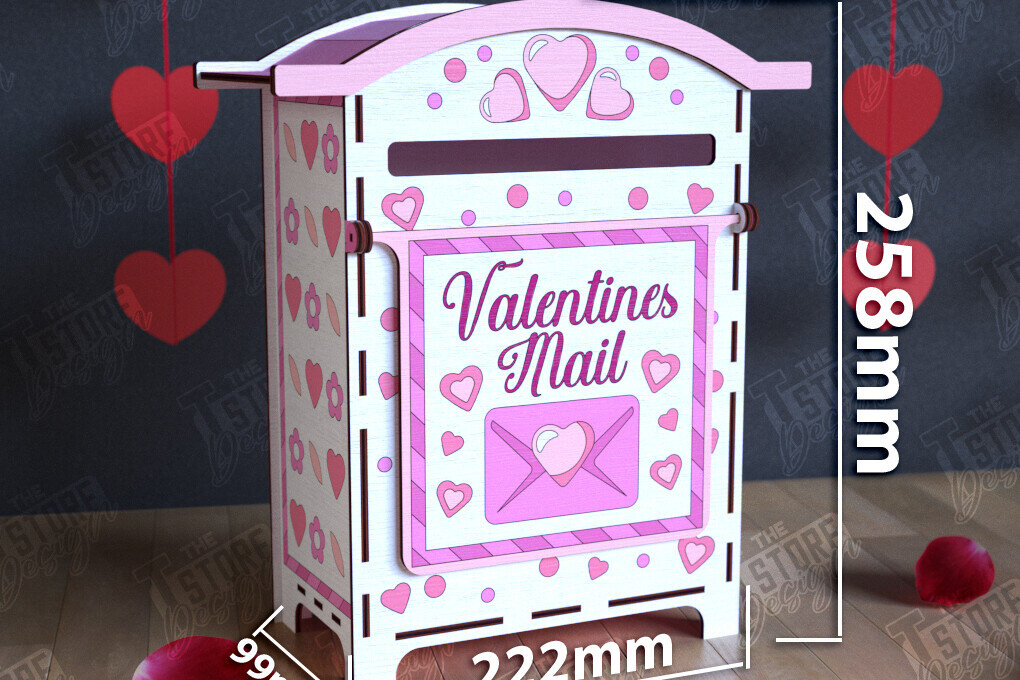 Σετ των 2 Intra απο ξύλο plywood 3mm-4mm πάχος 3D γραμματοκιβώτιο για την ημέρα του Αγίου Βαλεντίνου | Ταχυδρομική θυρίδα Δίασταση 15x15 cm INTRAFABR-111228995