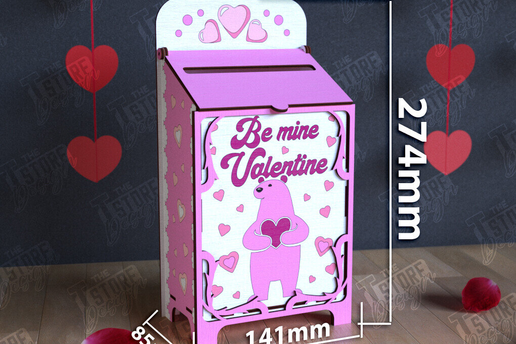 Σετ των 2 Intra απο ξύλο plywood 3mm-4mm πάχος 3D γραμματοκιβώτιο για την ημέρα του Αγίου Βαλεντίνου | Ταχυδρομική θυρίδα Δίασταση 15x15 cm INTRAFABR-111229004