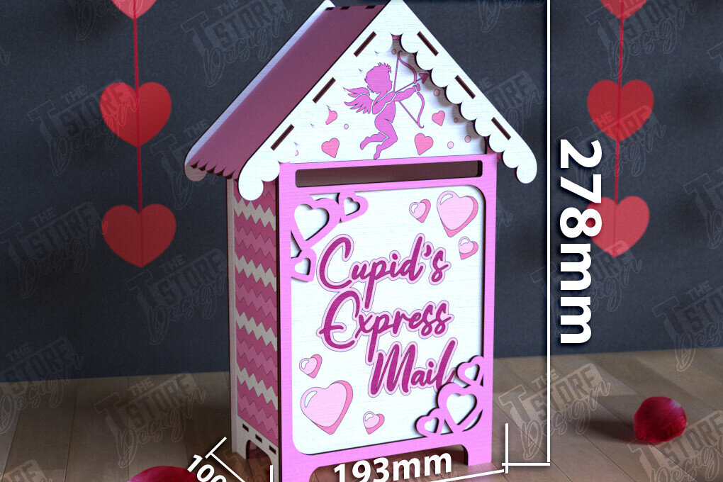 Σετ των 2 Intra απο ξύλο plywood 3mm-4mm πάχος 3D γραμματοκιβώτιο για την ημέρα του Αγίου Βαλεντίνου | Ταχυδρομική θυρίδα Δίασταση 15x15 cm INTRAFABR-111229012