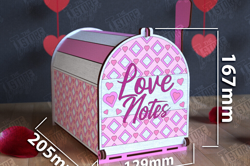 Σετ των 3 Intra απο ξύλο plywood 3mm-4mm πάχος 3D γραμματοκιβώτιο για την ημέρα του Αγίου Βαλεντίνου | Ταχυδρομική θυρίδα Δίασταση 15x15 cm INTRAFABR-111228981