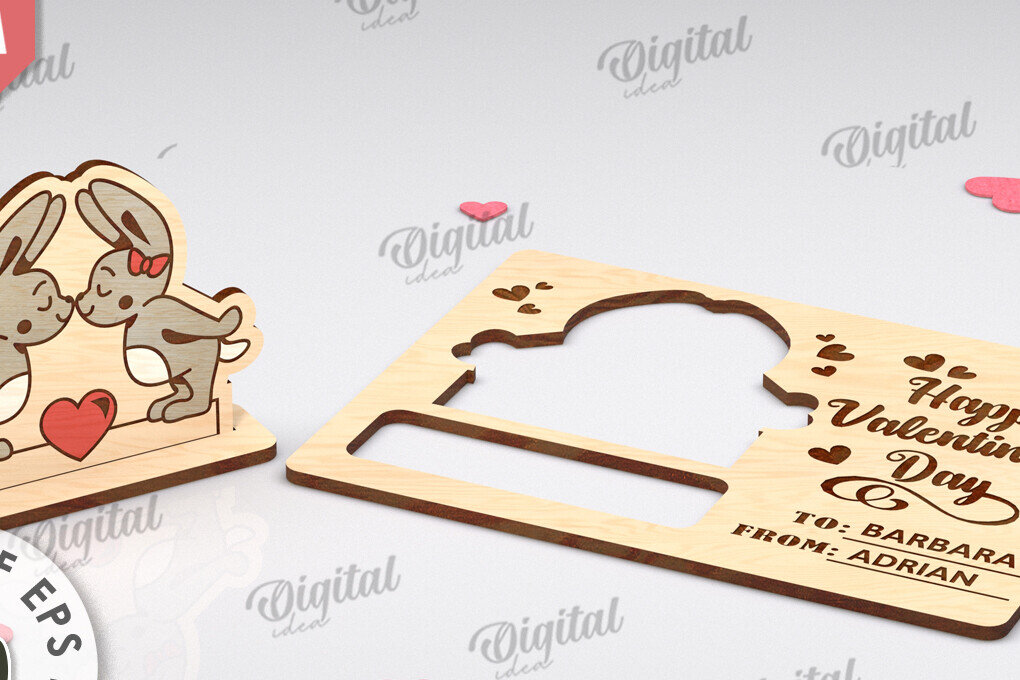 Σετ των 2 Intra απο ξύλο plywood 3mm-4mm πάχος Τρισδιάστατη αναδυόμενη κάρτα για την Ημέρα του Αγίου Βαλεντίνου Δίασταση 15x15 cm INTRAFABR-112513133