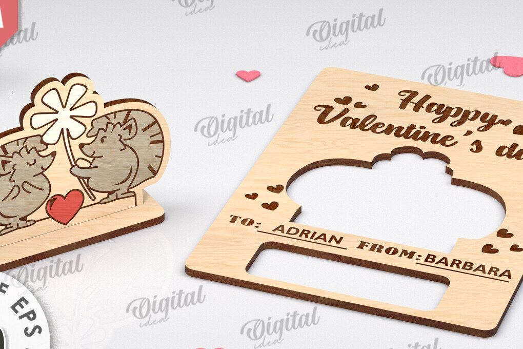 Σετ των 2 Intra απο ξύλο plywood 3mm-4mm πάχος Τρισδιάστατη αναδυόμενη κάρτα για την Ημέρα του Αγίου Βαλεντίνου Δίασταση 15x15 cm INTRAFABR-112512715