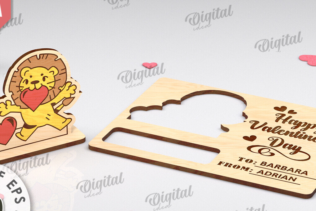 Σετ των 2 Intra απο ξύλο plywood 3mm-4mm πάχος Τρισδιάστατη αναδυόμενη κάρτα για την Ημέρα του Αγίου Βαλεντίνου Δίασταση 15x15 cm INTRAFABR-112512733