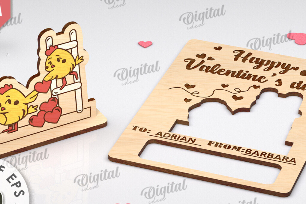 Σετ των 3 Intra απο ξύλο plywood 3mm-4mm πάχος Τρισδιάστατη αναδυόμενη κάρτα για την Ημέρα του Αγίου Βαλεντίνου Δίασταση 15x15 cm INTRAFABR-112512864