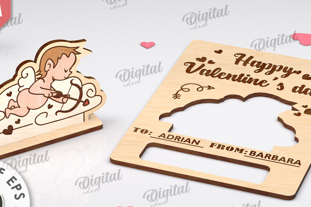 Σετ των 2 Intra απο ξύλο plywood 3mm-4mm πάχος Τρισδιάστατη αναδυόμενη κάρτα για την Ημέρα του Αγίου Βαλεντίνου Δίασταση 15x15 cm INTRAFABR-112512989