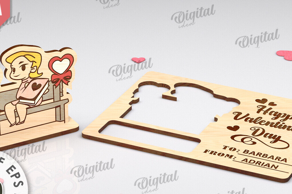 Σετ των 2 Intra απο ξύλο plywood 3mm-4mm πάχος Τρισδιάστατη αναδυόμενη κάρτα για την Ημέρα του Αγίου Βαλεντίνου Δίασταση 15x15 cm INTRAFABR-112513025