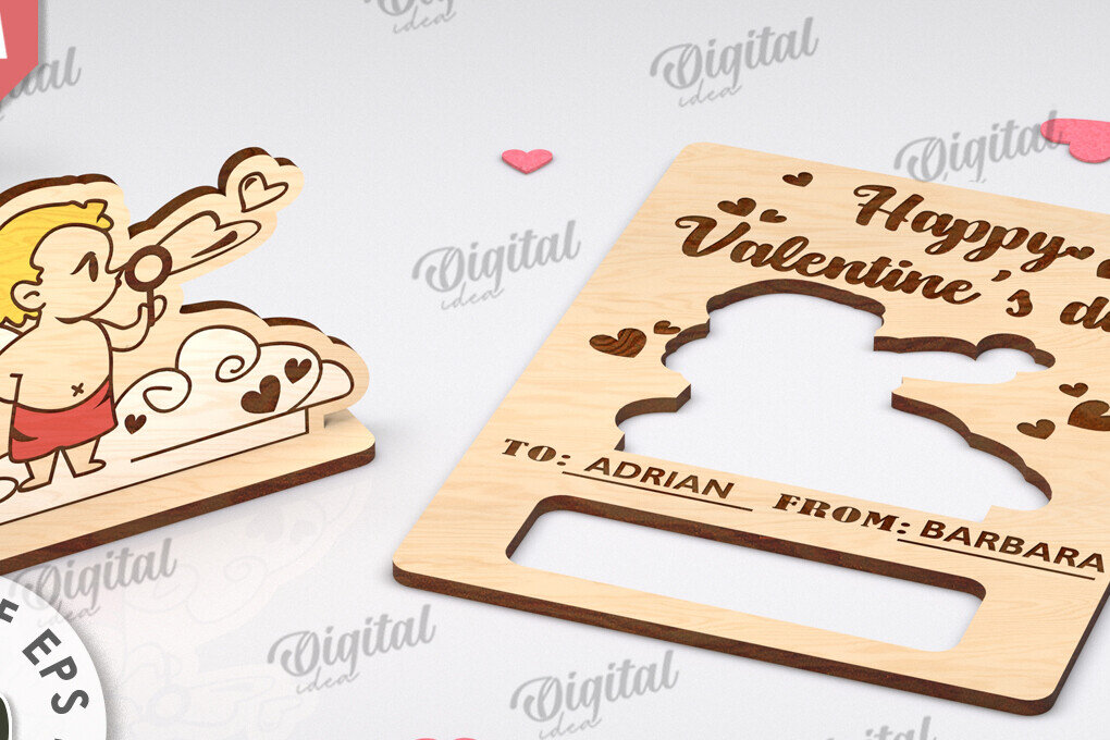 Σετ των 2 Intra απο ξύλο plywood 3mm-4mm πάχος Τρισδιάστατη αναδυόμενη κάρτα για την Ημέρα του Αγίου Βαλεντίνου Δίασταση 15x15 cm INTRAFABR-112513053