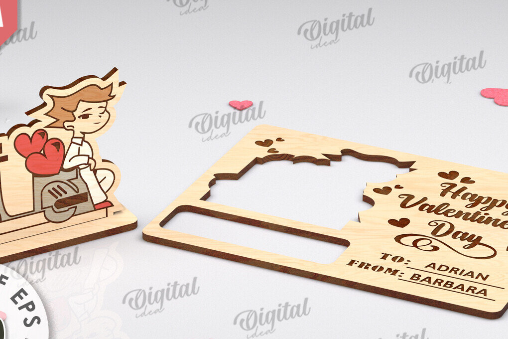 Σετ των 3 Intra απο ξύλο plywood 3mm-4mm πάχος Τρισδιάστατη αναδυόμενη κάρτα για την Ημέρα του Αγίου Βαλεντίνου Δίασταση 15x15 cm INTRAFABR-112513072