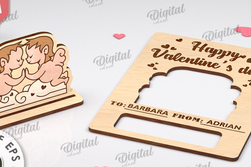 Σετ των 2 Intra απο ξύλο plywood 3mm-4mm πάχος Τρισδιάστατη αναδυόμενη κάρτα για την Ημέρα του Αγίου Βαλεντίνου Δίασταση 15x15 cm INTRAFABR-112513101