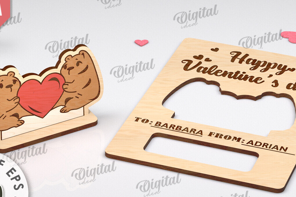 Σετ των 2 Intra απο ξύλο plywood 3mm-4mm πάχος Τρισδιάστατη αναδυόμενη κάρτα για την Ημέρα του Αγίου Βαλεντίνου Δίασταση 15x15 cm INTRAFABR-112512679