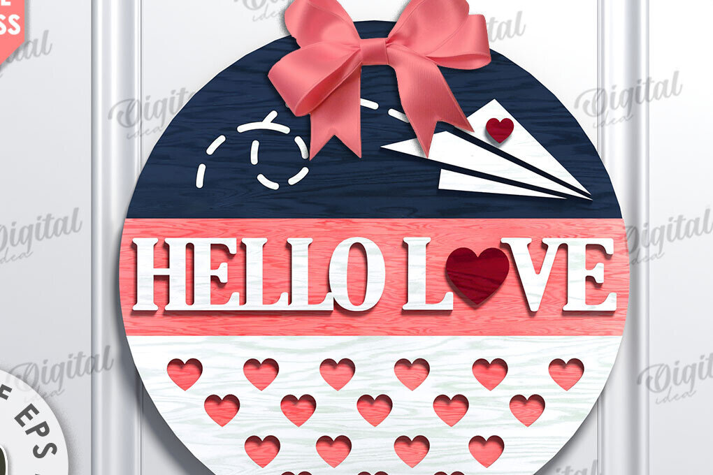 Σετ των 2 Intra απο ξύλο plywood 3mm-4mm πάχος Τρισδιάστατη στρογγυλή πινακίδα για την ημέρα του Αγίου Βαλεντίνου Δίασταση 15x15 cm INTRAFABR-110113967