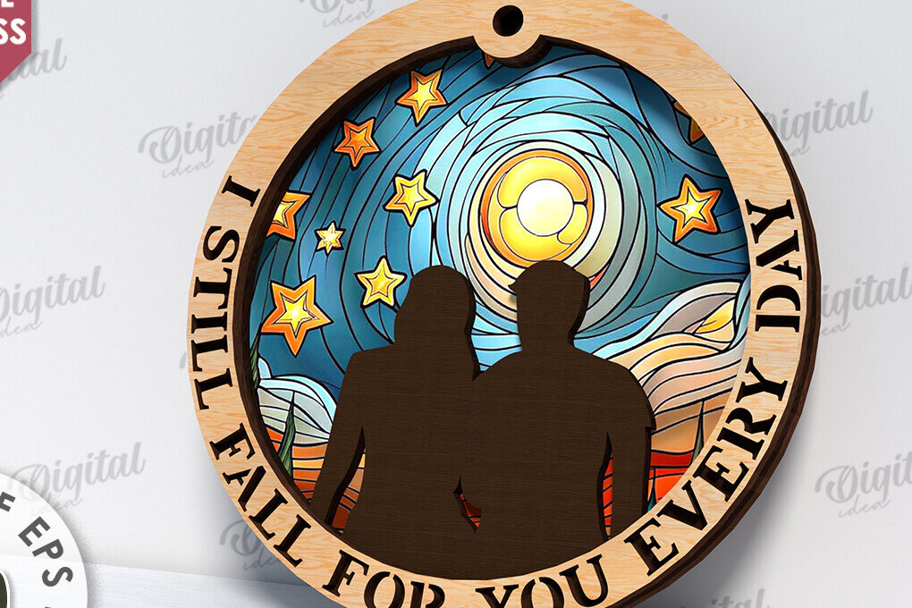 Σετ των 2 Intra απο ξύλο plywood 3mm-4mm πάχος Τρισδιάστατη στρογγυλή πινακίδα για την ημέρα του Αγίου Βαλεντίνου Δίασταση 15x15 cm INTRAFABR-114062296