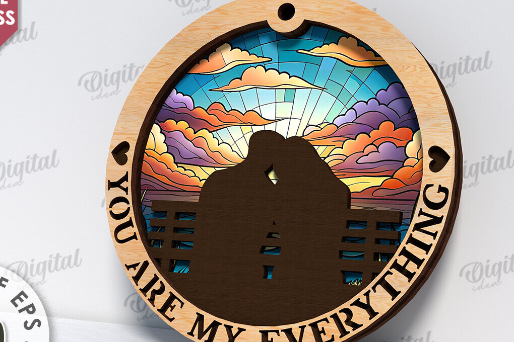 Σετ των 2 Intra απο ξύλο plywood 3mm-4mm πάχος Τρισδιάστατη στρογγυλή πινακίδα για την ημέρα του Αγίου Βαλεντίνου Δίασταση 15x15 cm INTRAFABR-114062610