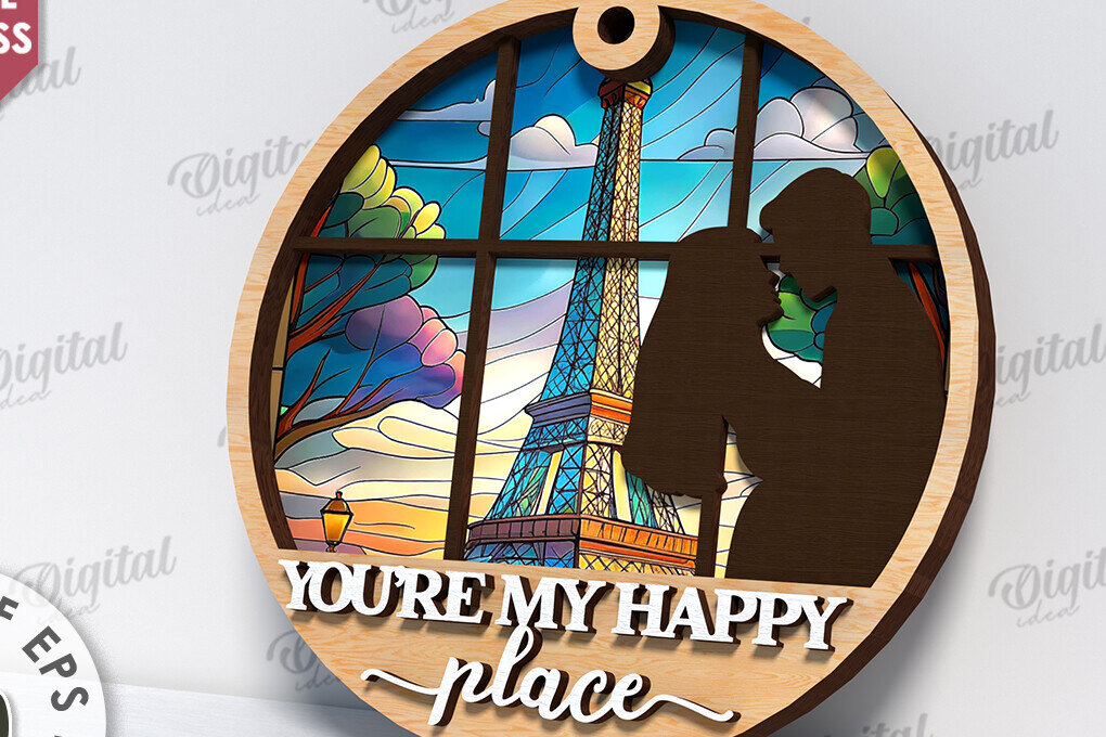 Σετ των 2 Intra απο ξύλο plywood 3mm-4mm πάχος Τρισδιάστατη στρογγυλή πινακίδα για την ημέρα του Αγίου Βαλεντίνου Δίασταση 15x15 cm INTRAFABR-114062657