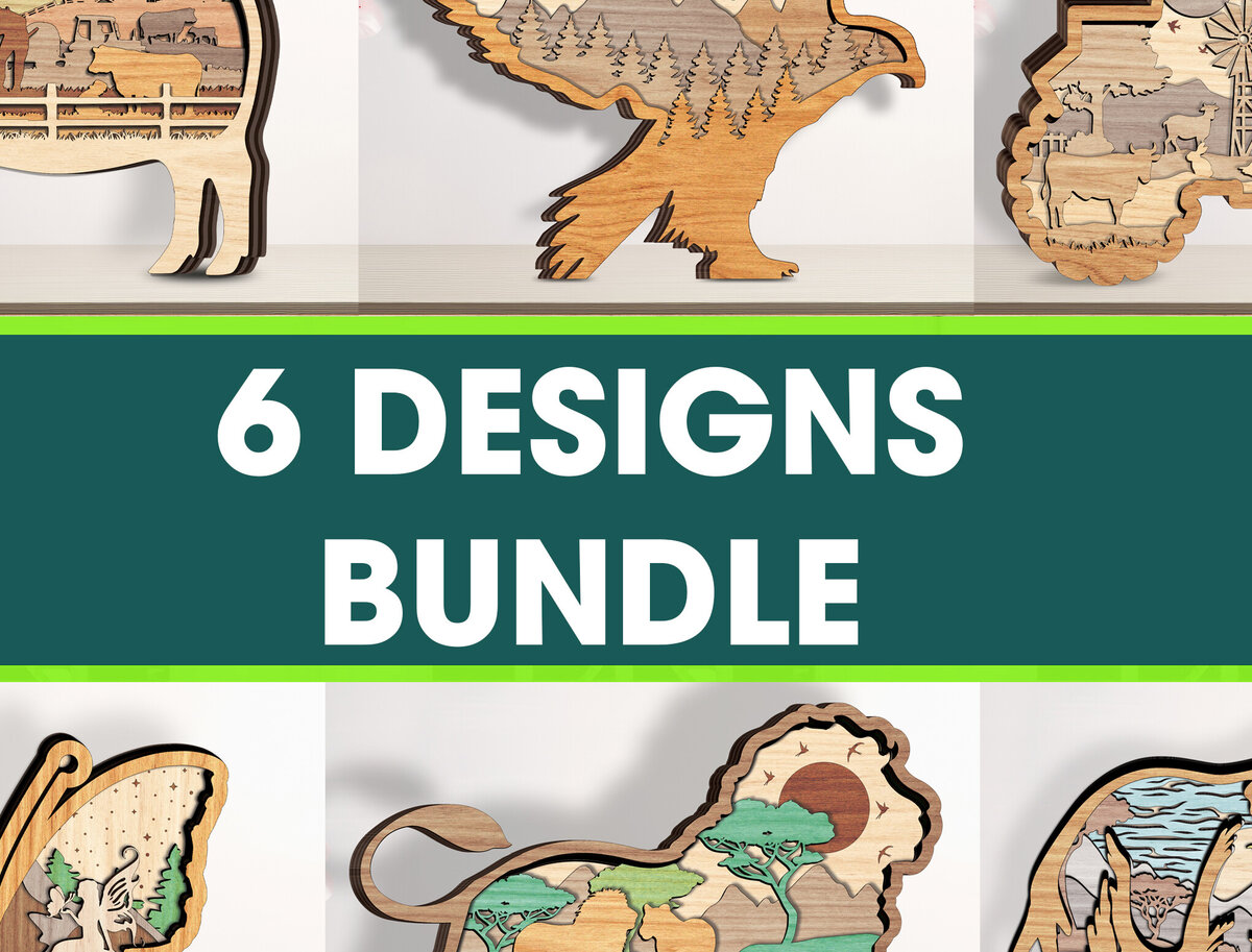 Σετ των 3 Intra απο ξύλο plywood 3mm-4mm πάχος 6 Σχέδια 3D Layered Cut File Δίασταση 10x10 cm INTRAFABR-95130671