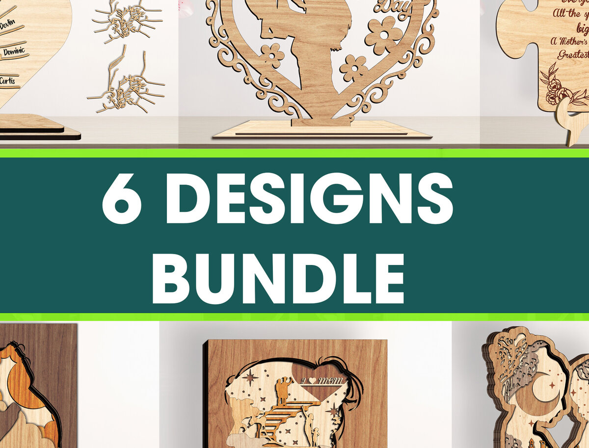 Σετ των 3 Intra απο ξύλο plywood 3mm-4mm πάχος κομμένων αρχείων για τη γιορτή της μητέρας 6 σχεδίων Δίασταση 15x15 cm INTRAFABR-95131683