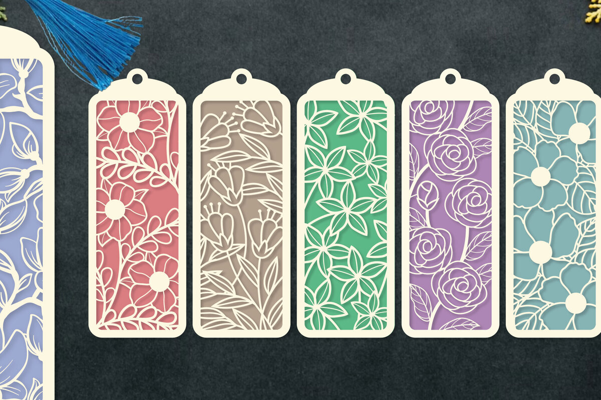 Σετ των 2 Intra απο ξύλο plywood 3mm-4mm πάχος 6 χάρτινων σελιδοδεικτών με στρώσεις λουλουδιών Δίασταση 10x20 cm INTRAFABR-94320936