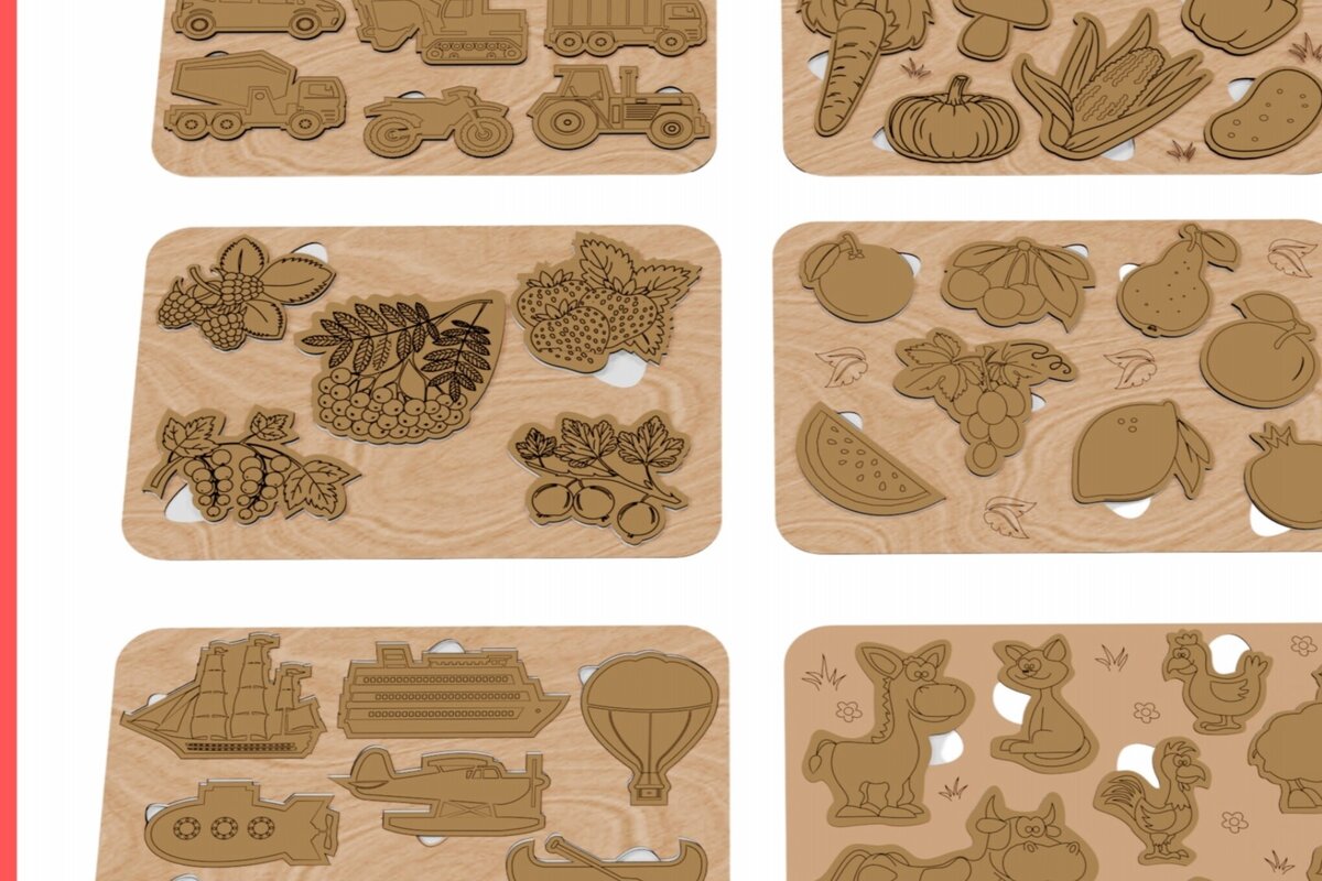 Intra απο ξύλο plywood 3mm-4mm πάχος Ξύλινο παζλ 6 σε 1 Δίασταση 30x20 cm INTRAFABR-113816846