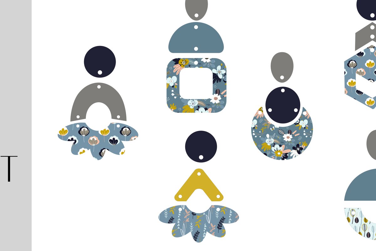 Σετ των 3 Intra απο ξύλο plywood 3mm-4mm πάχος 6 ζευγάρια Funky σκουλαρίκια για  Δίασταση 1x1 cm INTRAFABR-14912830