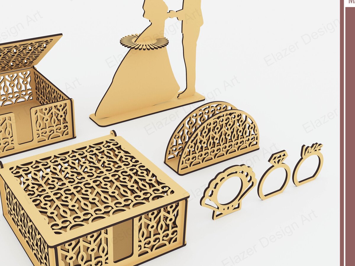 Σετ των 2 Intra απο ξύλο plywood 3mm-4mm πάχος κομμένα με λέιζερ 6 τμχ Δίασταση 15x15 cm INTRAFABR-74921452