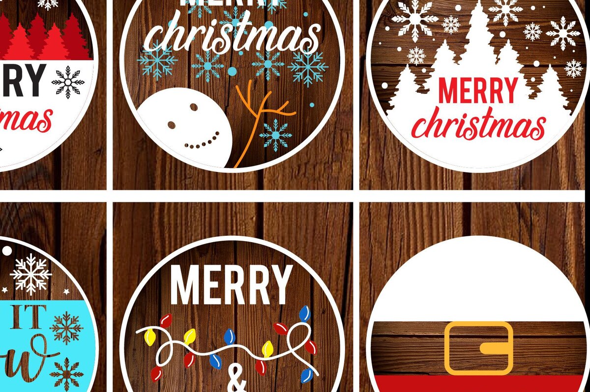 Σετ των 2 Intra απο ξύλο plywood 3mm-4mm πάχος 6 Στρογγυλή δέσμη Χριστουγεννιάτικων πινακίδων Δίασταση 15x15 cm INTRAFABR-37825338