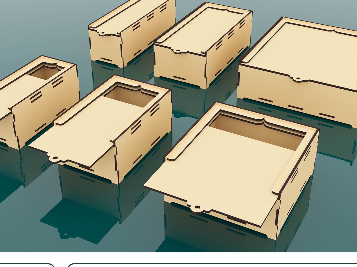 Σετ των 2 Intra απο ξύλο plywood 3mm-4mm πάχος 6 μεγέθη με Slide Box Cut  Δίασταση 15x15 cm INTRAFABR-67911215