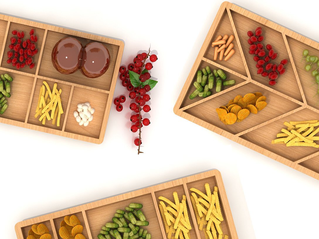 Intra απο ξύλο plywood 3mm-4mm πάχος 6 τετράγωνα πακέτα αλλαντικών επιτραπέζιων ειδών Δίασταση 30x20 cm INTRAFABR-39077360