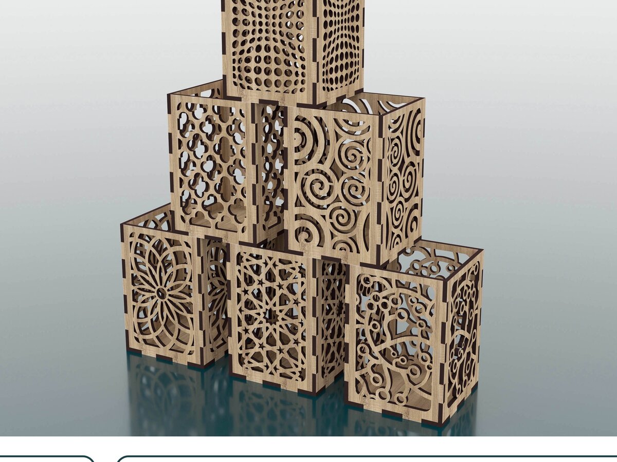 Intra απο ξύλο plywood 3mm-4mm πάχος Πρότυπο βάσης μολυβιού 6 στυλ κοπής με λέιζερ Δίασταση 70x70 cm INTRAFABR-47679497