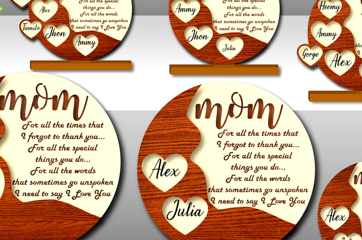 Σετ των 2 Intra απο ξύλο plywood 3mm-4mm πάχος Δώρο 6 Style για την Ημέρα της Μητέρας Ευχαριστώ Wood Δίασταση 15x15 cm INTRAFABR-27201722