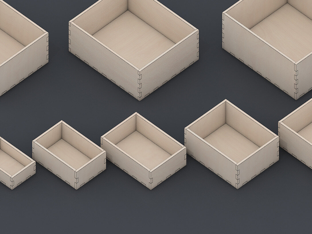 Σετ των 3 Intra απο ξύλο plywood 3mm-4mm πάχος Set Box 6mm Δίασταση 6x6 cm INTRAFABR-60987561