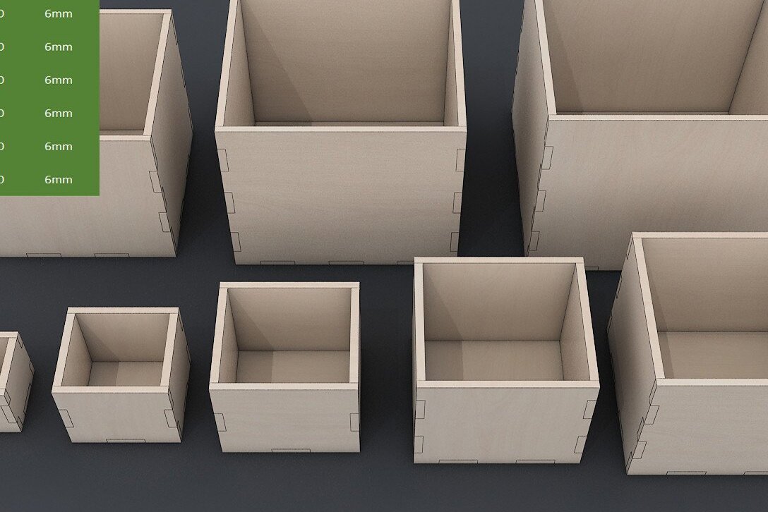 Σετ των 3 Intra απο ξύλο plywood 3mm-4mm πάχος κουτιού 6mm - - κοπής με λέιζερ Δίασταση 6x6 cm INTRAFABR-37052393