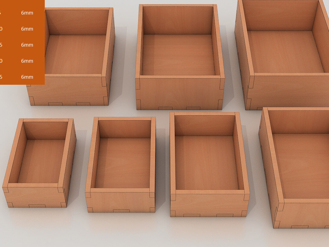 Σετ των 3 Intra απο ξύλο plywood 3mm-4mm πάχος Ξύλινου Κουτιού 6mm Glowforge, Lightburn Δίασταση 6x6 cm INTRAFABR-60988349