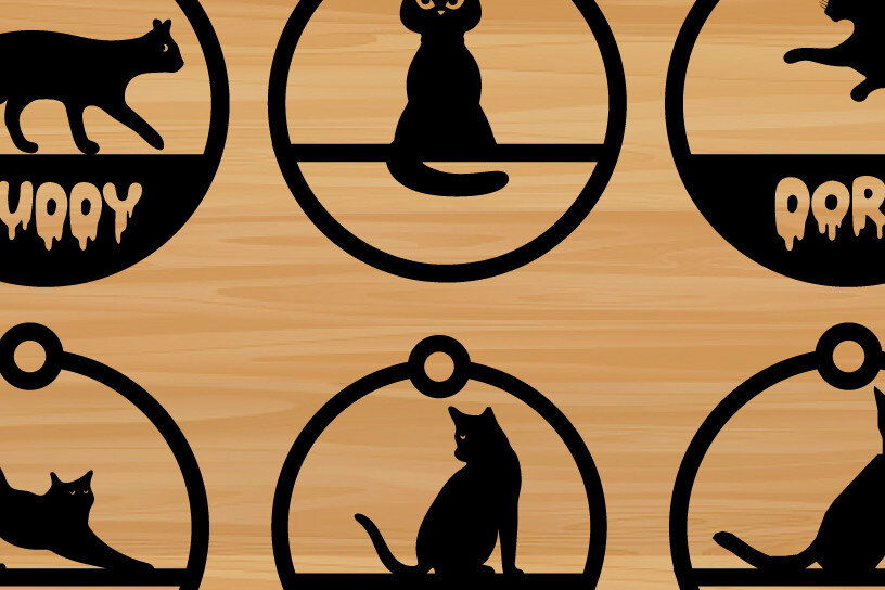 Σετ των 3 Intra απο ξύλο plywood 3mm-4mm πάχος 6Σετ Χριστουγεννιάτικο Στολίδι Γάτας  Metal Δίασταση 8x8 cm INTRAFABR-75340498