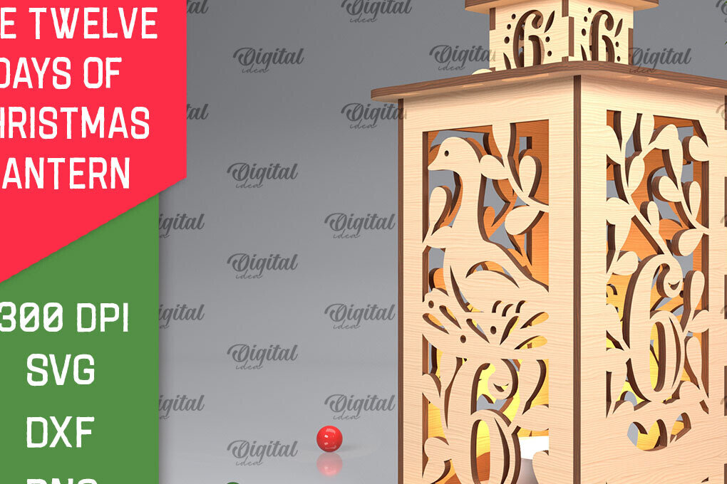 Σετ των 2 Intra απο ξύλο plywood 3mm-4mm πάχος 6η Ημέρα Χριστουγεννιάτικου Φαναριού με λέιζερ Δίασταση 15x15 cm INTRAFABR-103364914