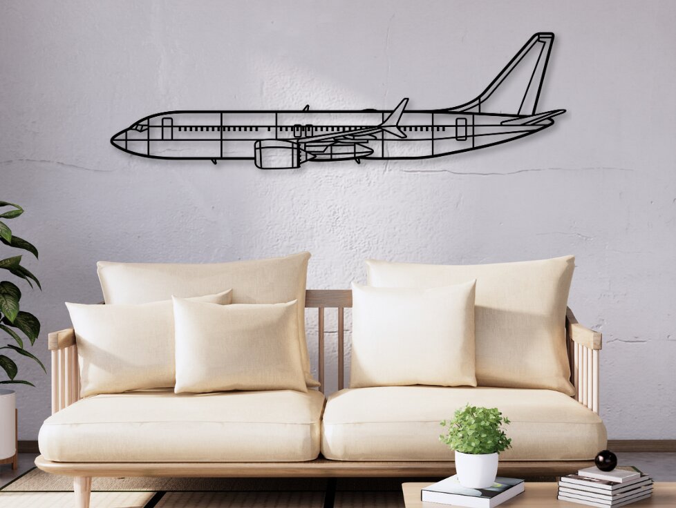 Σετ των 2 Intra απο ξύλο plywood 3mm-4mm πάχος 737 Διανυσματικό σχέδιο αεροπλάνου κοπής με λέιζερ Δίασταση 15x15 cm INTRAFABR-110586756