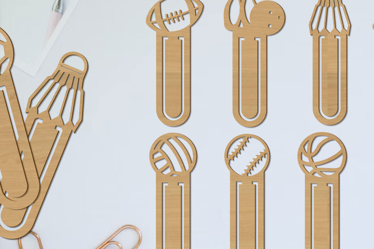 Σετ των 2 Intra απο ξύλο plywood 3mm-4mm πάχος 8 Σχεδιασμός Ball Sports σελιδοδείκτης Papercut Δίασταση 10x20 cm INTRAFABR-97251035