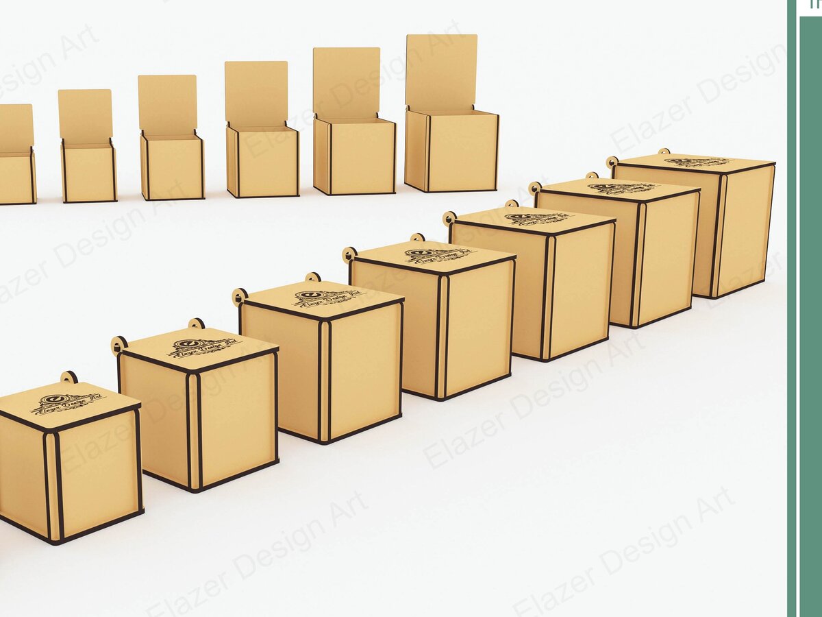 Σετ των 2 Intra απο ξύλο plywood 3mm-4mm πάχος δέσμης 8 διαφορετικών μεγεθών Δίασταση 15x15 cm INTRAFABR-79604487