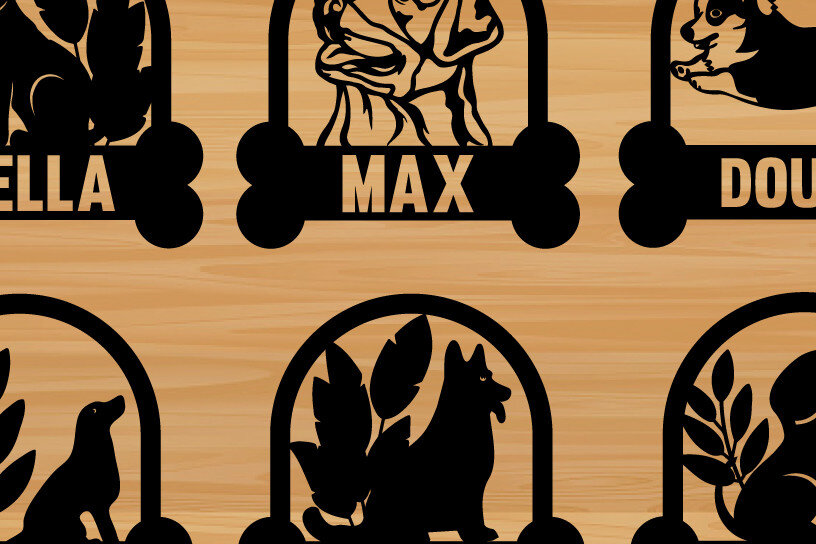 Intra απο ξύλο plywood 3mm-4mm πάχος Σχέδιο λέιζερ τέχνης 8ξύλινης διακόσμησης τοίχου σκύλου Δίασταση 40x40 cm INTRAFABR-74780940