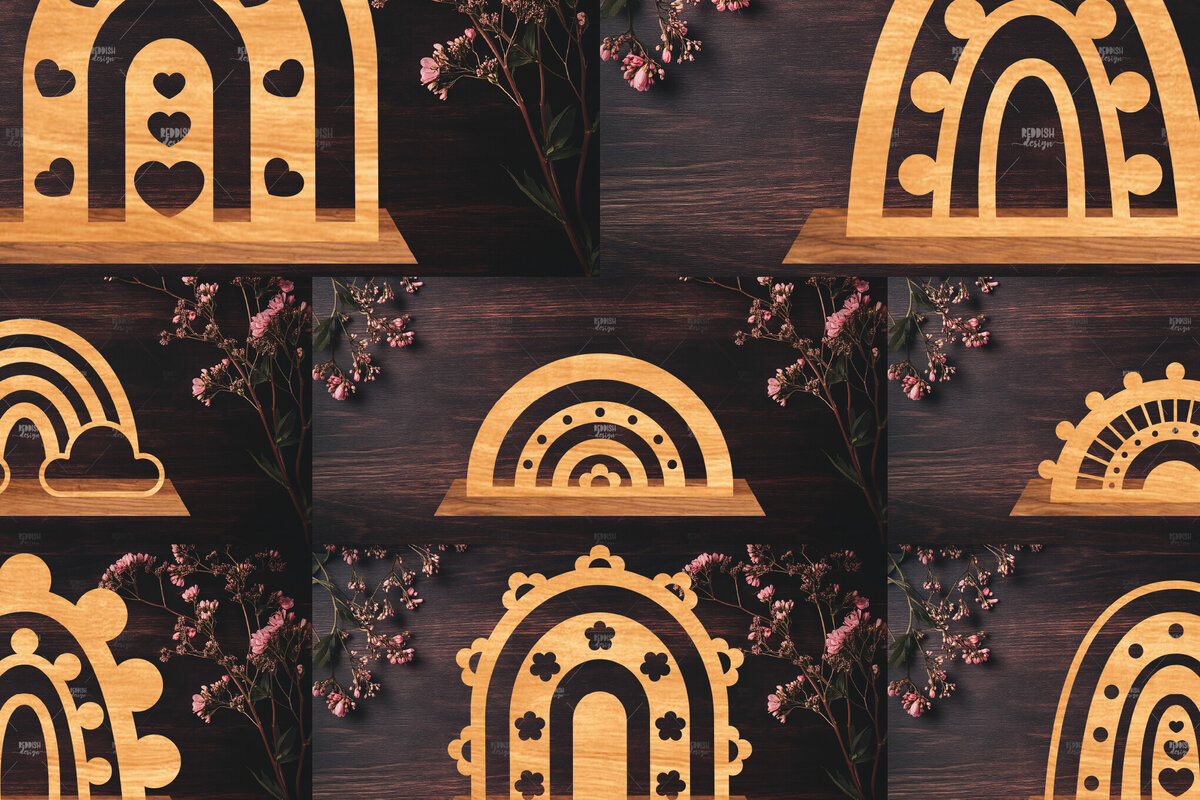 Σετ των 2 Intra απο ξύλο plywood 3mm-4mm πάχος 8 Rainbow Διακόσμηση σπιτιού Δίασταση 15x15 cm INTRAFABR-122463381