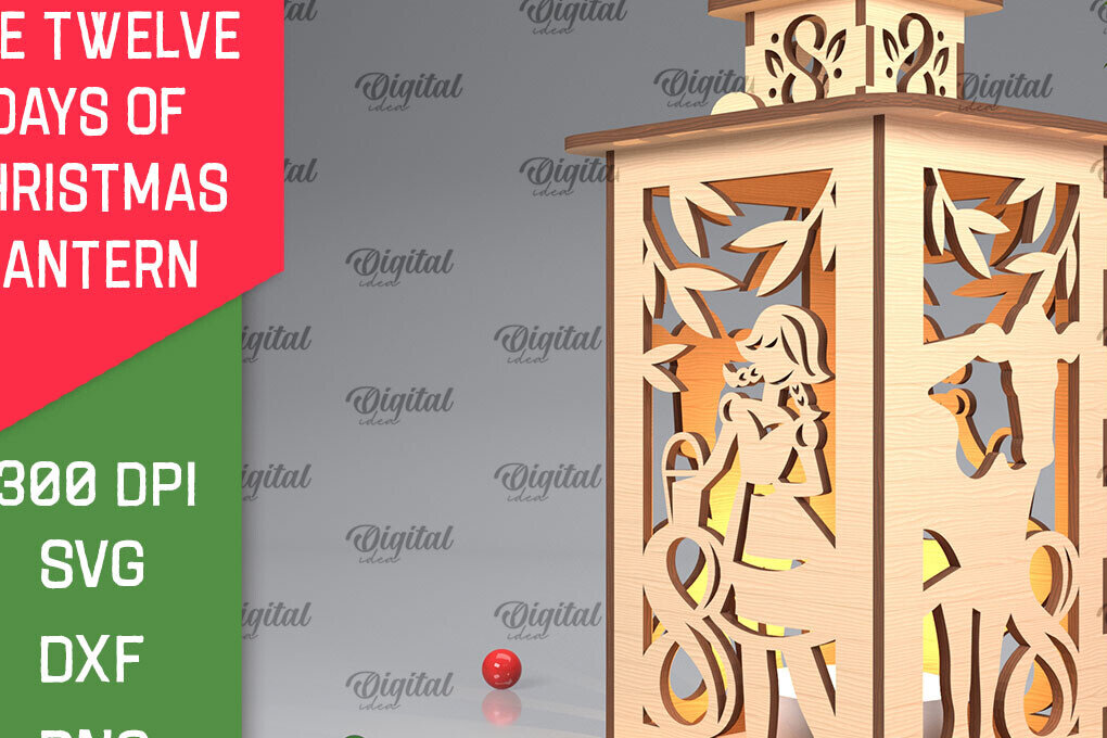 Σετ των 2 Intra απο ξύλο plywood 3mm-4mm πάχος 8η Ημέρα Χριστουγεννιάτικου Φαναριού με λέιζερ Δίασταση 15x15 cm INTRAFABR-103365079