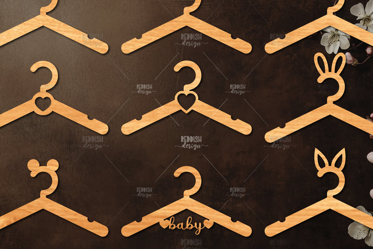 Σετ των 3 Intra απο ξύλο plywood 3mm-4mm πάχος 9 Βρεφική κρεμάστρα κοπής με λέιζερ Δίασταση 15x15 cm INTRAFABR-118336490