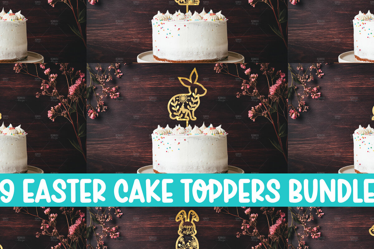 Σετ των 2 Intra απο ξύλο plywood 3mm-4mm πάχος 9 Πάσχα Μπάνι Κέικ Topper Δίασταση 15x15 cm INTRAFABR-118741655