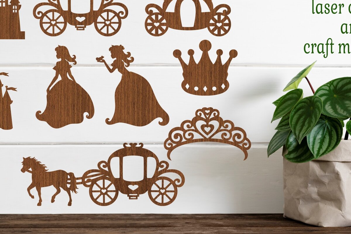 Intra απο ξύλο plywood 3mm-4mm πάχος 9 Σχέδια αποκοπής με θέμα Princess,  Δίασταση 30x20 cm INTRAFABR-76034766