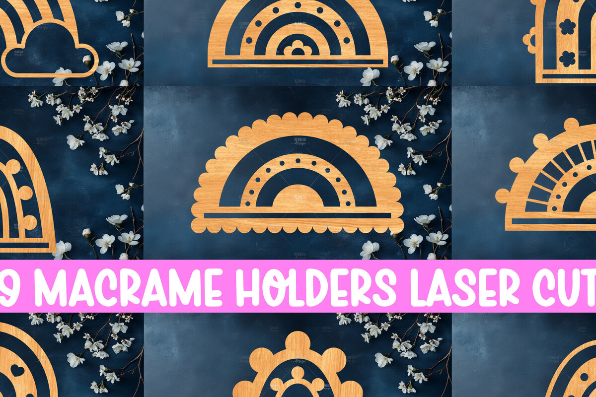 Σετ των 2 Intra απο ξύλο plywood 3mm-4mm πάχος 9 Στήριγμα Macrame Rainbow Cut  Δίασταση 15x15 cm INTRAFABR-119877910