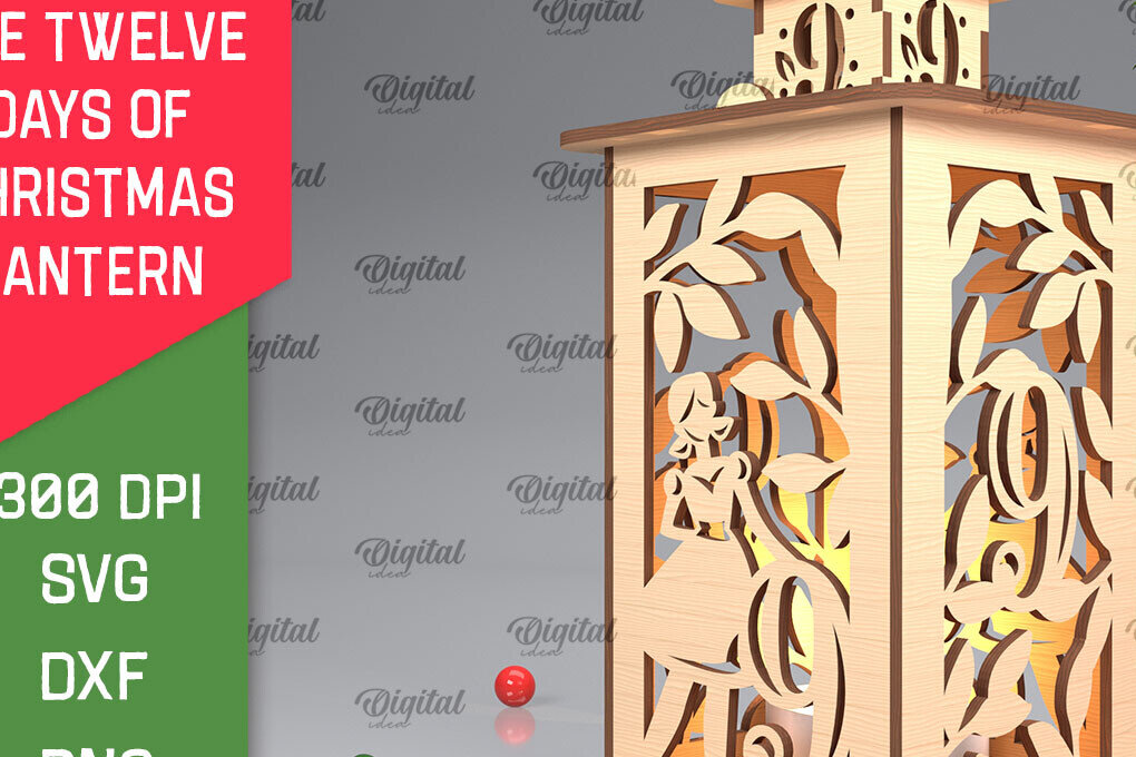 Σετ των 2 Intra απο ξύλο plywood 3mm-4mm πάχος 9η Ημέρα Χριστουγεννιάτικου Φαναριού με λέιζερ Δίασταση 15x15 cm INTRAFABR-103365140