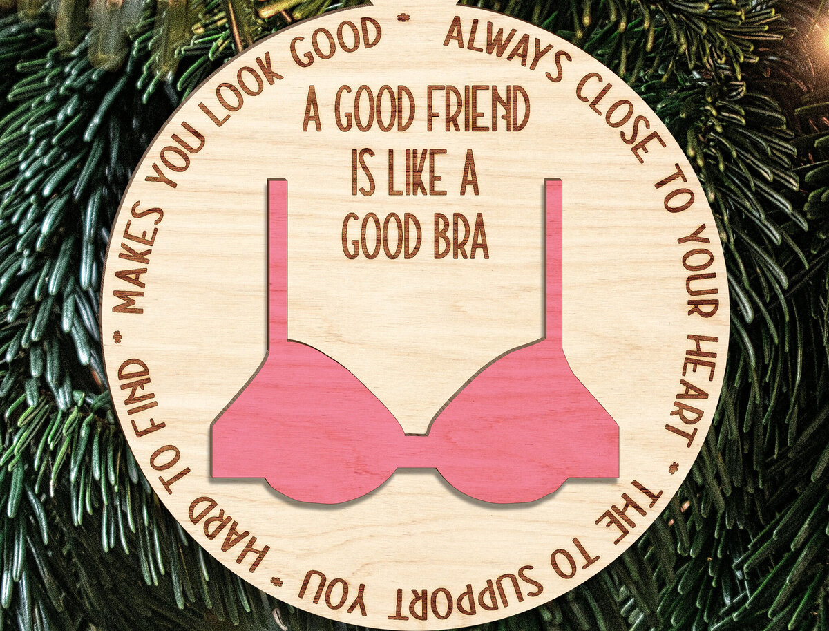 Σετ των 3 Intra απο ξύλο plywood 3mm-4mm πάχος Ένας καλός φίλος είναι σαν στολίδι σουτιέν Δίασταση 3x3 cm INTRAFABR-123189969