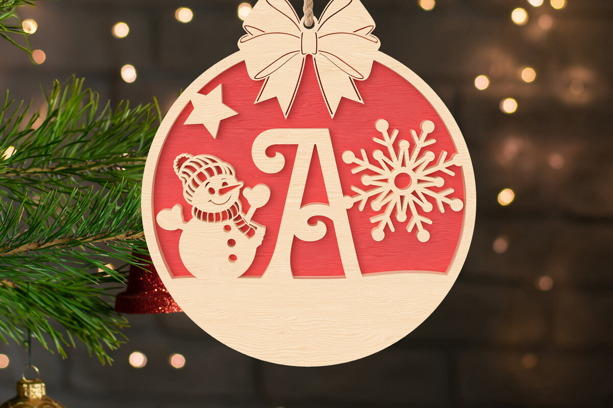 Σετ των 3 Intra απο ξύλο plywood 3mm-4mm πάχος Ένα αρχικό χριστουγεννιάτικο στολίδι Δίασταση 3x3 cm INTRAFABR-107429304