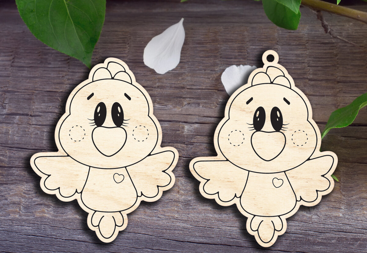 Σετ των 2 Intra απο ξύλο plywood 3mm-4mm πάχος Ένα μικρό πουλάκι Δίασταση 15x15 cm INTRAFABR-29928368