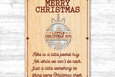 Σετ των 2 Intra απο ξύλο plywood 3mm-4mm πάχος A Little Christmas Hug Cut  Δίασταση 15x15 cm INTRAFABR-36211658